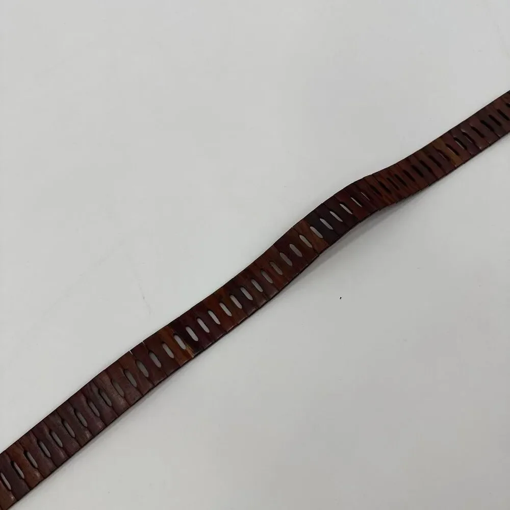 Vintage Wood Inlay Click Belt Diamond Size S-M Boho Western
